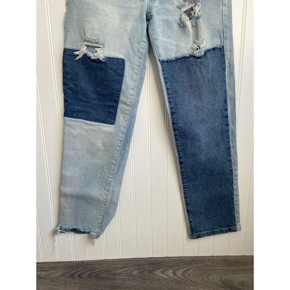 Celebrity Pink Slim Straight Jeans Two-Tone Color Block Distressed Sz 7/28 - Picture 2 of 7